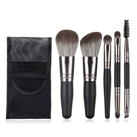 Eripro Eye Shadow Brush, Makeup Brush, Set of 5, Makeup Brush Set, Popular, Makeup Brush, Powder Foundation Brush, Black with Storage Case