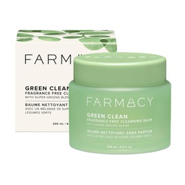 Farmacy Makeup Remover Cleansing Balm - Green Clean Waterproof Makeup Remover + Oil Based Cleanser - Newly Formulated Double Cleanser with Plant Based Waxes + Upcycled Moringa - Fragrance Free (200ml)