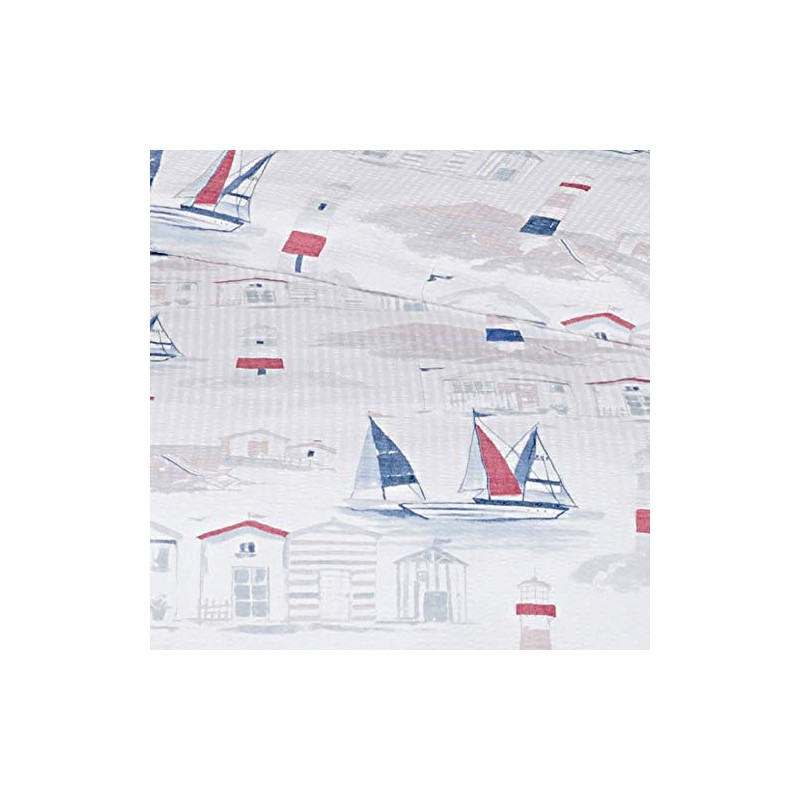 Janine Bed Linen Soft Seersucker Red/Blue Size 135 x 200