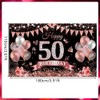 50th Birthday Banner Rose Gold Black Decoration 50th Birthday Women