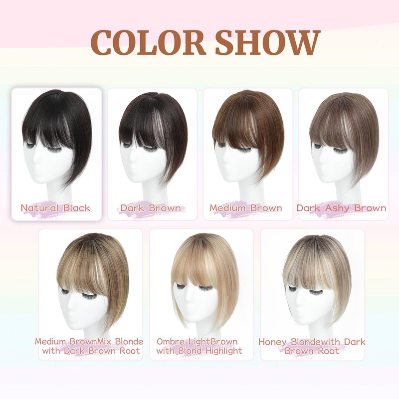 SIVOTATO Human Hair Toppers for Women with Fringe 10 Inch