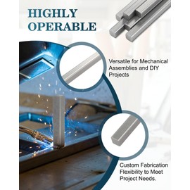 WENHUALI Steel Key Stock 1/2" x 1/2" x 12" Square Bar - 6 Pack Weldable A36 Square Steel Bar Stock, Plain Finish for Keyways, Various Mechanical Parts & DIY Projects