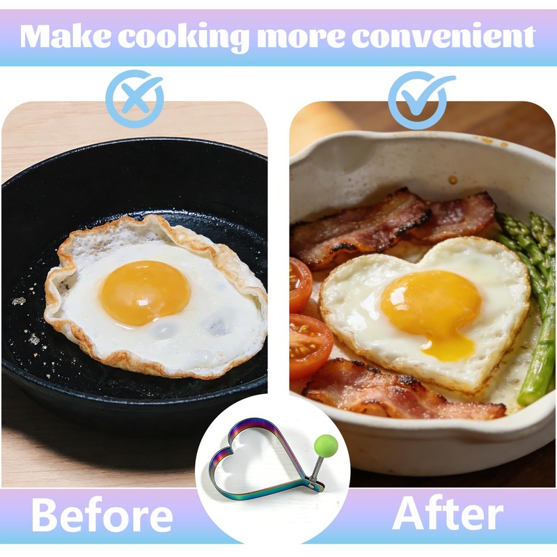 Slomg Rainbow Set Fried Egg Rings Molds Non Stick for