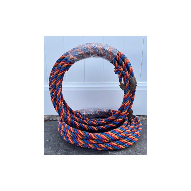 39ft Poly Nylon Blue and Orange Western Rodeo Rope, Charro