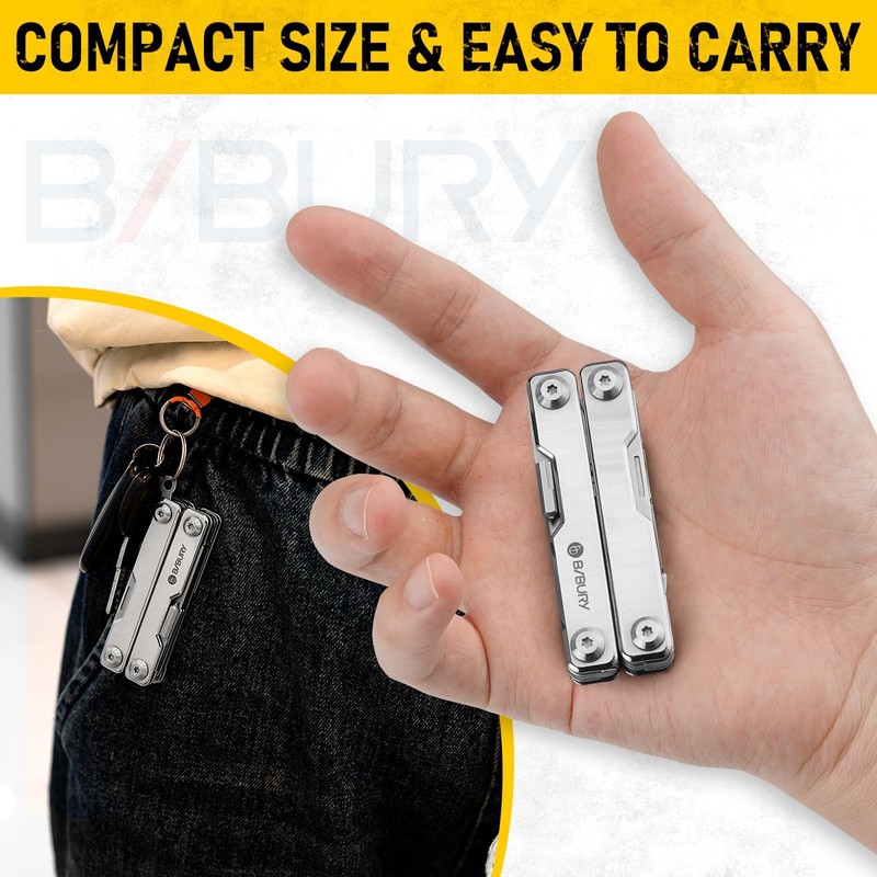 BIBURY Mini Multitool BI2052A, 8 in 1 Keychain EDC Scissors