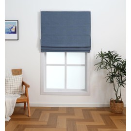 Blackout Chenille Velvet Roman Shade Soft Luxury Window Blind for Light Blocking and Privacy. Cordless, Thermal Insulated, Custom Inside and Outside Mount 46x64 Slate Blue
