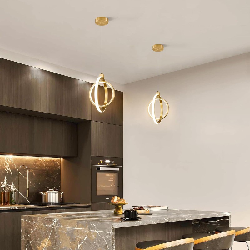 BNHHLZ Modern LED Chandelier Gold Ring Pendant Light Fixtures 4000K
