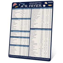 WUNI Airfryer Accessories - Magnetic Airfryer Guide with Temperature, Duration & Quantity - German Airfyer Cookbook - Ninja Hot Air Fryer Accessories - Scandi Dark