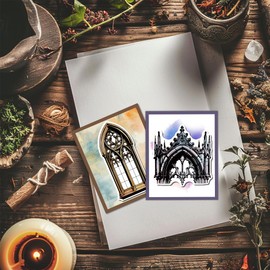 GLOBLELAND Retro Gothic Door Window Transparent Stamps for Scrapbooking Gothic Cathedral Architecture Silicone Clear Stamp for Card Making DIY Journal Embossing Photo Album Decor