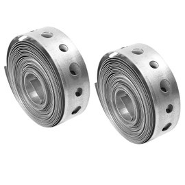 3/4 Inch × 10FT Galvanised Steel Band Metal Fixing Strap with Perforated Holes, Builders Fence Brackets Fixing Banding Ties and Pipe Support Hanging with Holes 2 Rolls