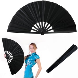 Boots on The Ground Fan, Largefold Fans, Line Dance Popping Fan, Decorative Folding Fans, Chinese Vintage Retro Fabric Fans, for Performance, Dance, Party,Gift,Wedding