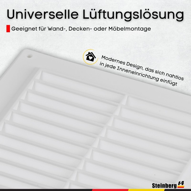 Steinberg14 White Ventilation Grille 250 x 170 mm - Plastic