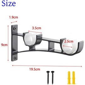 4Pcs Double Curtain Rod Brackets, Aluminum Alloy Curtain Rod Holders, Heavy Duty Curtain Rod Holders Black Curtain Rod Hooks,Double Curtain Rod Brackets Curtain Rod Holders Curtain Rod Brackets