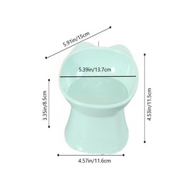 ​2 Psc Tilted Cute cat Food Bowls - 15° Whisker Relief & Digestive Aid, Anti-Vomit Shallow Feeding Dish for Cats,Shallow Cats Bowl, Easy-Clean (Green/Blue)