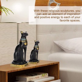 HERCHR Egyptian Cat Statue, Bastet Cat Bastet Cat, Black Cat Figures Collectible Sculpture for Home Office Bar Decoration (M)