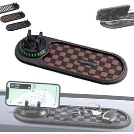 Genérico Multi-Functional Support Anti-Slip Pad, 2026 New Car Antislip Mat Phone Holder, Multifunction Car Anti-Slip Mat for Dashboard, 360° Rotatable, with Temporary Parking Number (Brown)