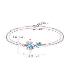 Turtle Anklet Blue Opal Sea Turtle Ankle Bracelet for Women Sterling Silver Cross Mother Daughter Turtles Anklets Jewelry Summer Gifts