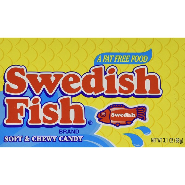 Swedish Fish, Theater Box, 3.1oz Box (Pack of 12)