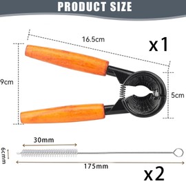 MOAZIFI Nutcracker, walnuts, hazelnut cracker with non-slip wooden handle and cleaning brushes, lightweight nut cracker for hazelnuts, almonds, Brazil nuts, ideal as a nutcracker figure for family