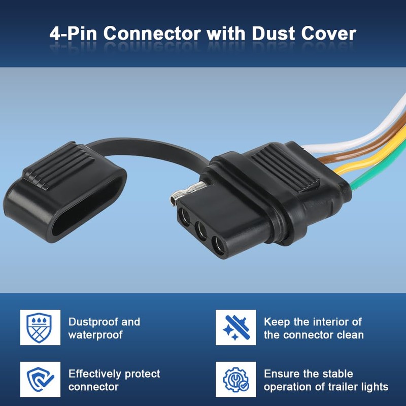 JDMEXEV 4-Pin Trailer Wiring Harness for Trailer Light Connect Compatible