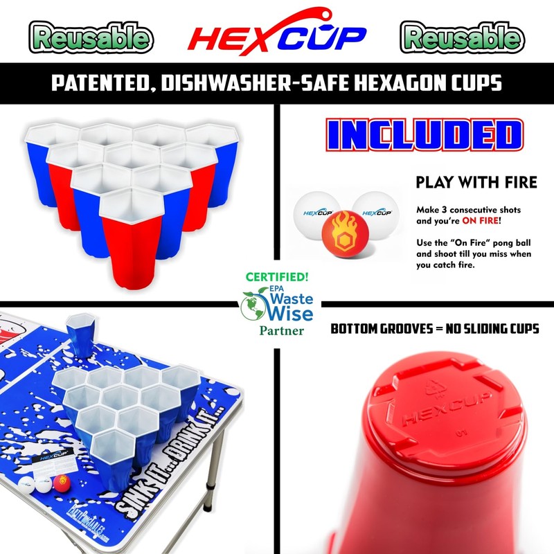 PARTYPONG 8-Foot Folding Party Table w/Music Sync LED Lights, Free