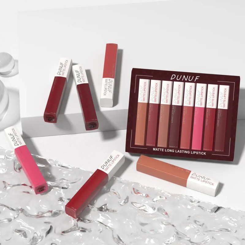 Estuche De Brillos De Labios Dunuf 8 Pzas, Larga Duración
