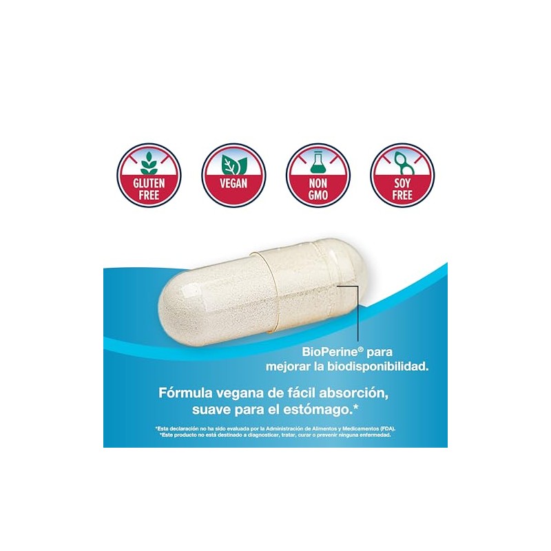 KAL Glicinato de Magnesio Magnesium Glycinate con BioPerine 160 Cápsulas