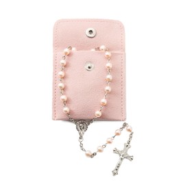 YQZIYOU Rosary Beads Catholic for Women - Rosary Necklace Artificial Pearls, Solid Colored Simple Style Rosary Beads, Gifts for Women (Pink)