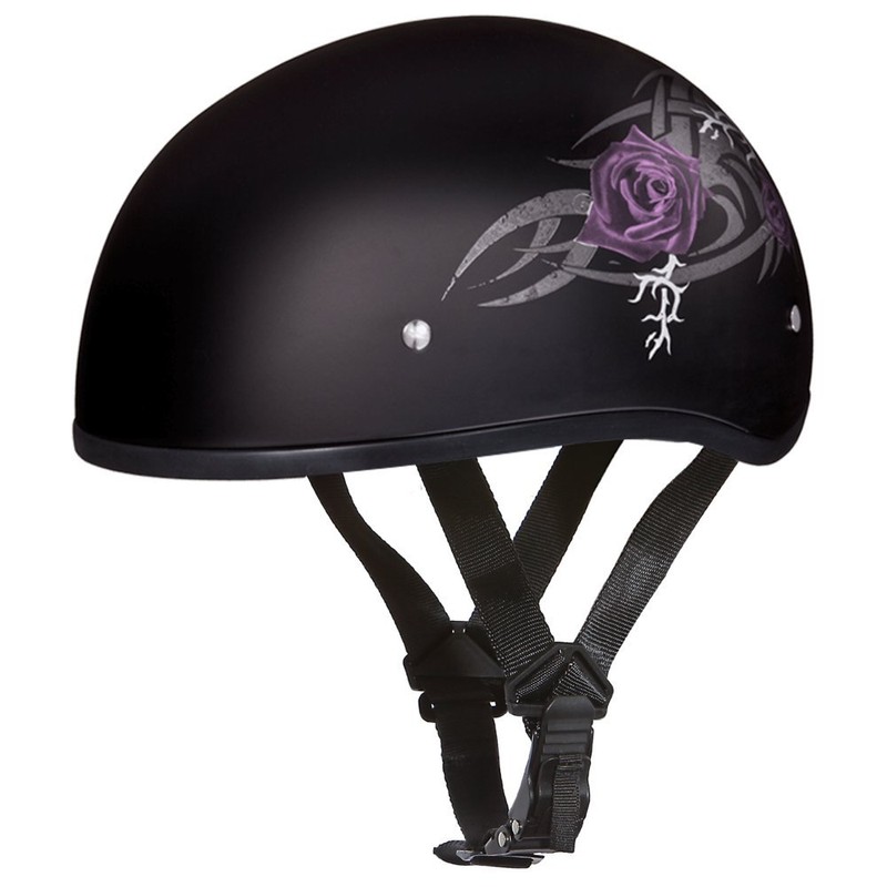 Daytona HELMETS Motorcycle Half Helmet Skull Cap- Purple Rose 100%
