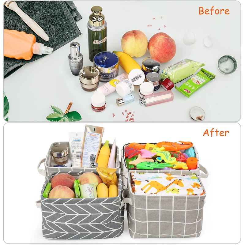 JoyPlus Fabric Storage Basket Organiser, Pack of 4 Foldable Waterproof