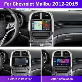 2+32G Wireless Carplay Double Din Car Stereo Radio Compatible with Malibu 2011-2015,9 "Touchscreen Car Radio Audio Receiver with Wireless Android Auto Support Bluetooth,SWC,Camera,GPS Navigation