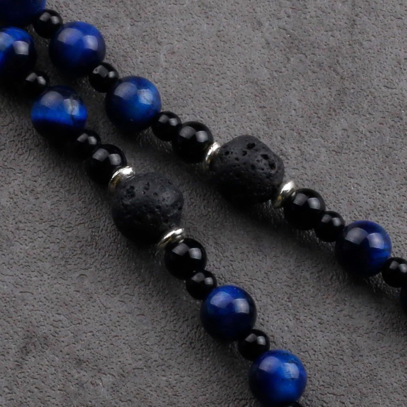 Luomu Lava and Tiger's Eye Stone Rosary 8mm Beads St