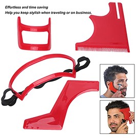 Kit de Herramientas para Moldear Barba, 4 Piezas Set con Plantillas de Guía de Aseo para Línea de Barba y Estilizado de Barba