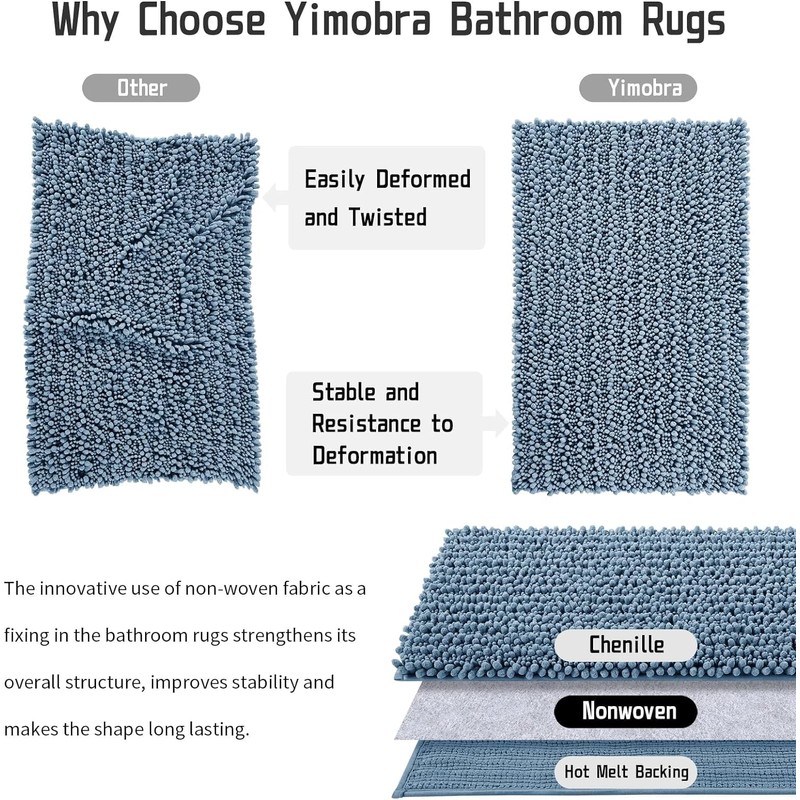 Yimobra Bathroom Mat, 43 x 61 cm, Soft Shaggy and