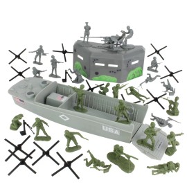 BMC Toys D Day Utah Beach 40pc Toy Figure Playset Military Army Men Collectible 1 32 S...
