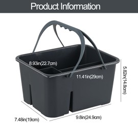 Xyskin Plastic All-Purpose Cleaning Caddy, Shower Caddy with Handle, Gray