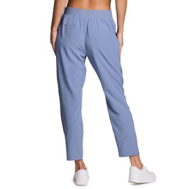 RBX Activewear Women's Ankle Pant, Quick Drying Lightweight Stretch Woven Straight Leg Pants with Pockets Ribbed Side Misty