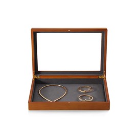 Yinbeini Jewelry Display Case, Jewelry Organizers And Storage,Wooden Jewelry Box,Premium Humidor Cigar Box,Luxury Treasure Chest,Grey Mens Jewelry Box For Watch,Necklace,Bracelet