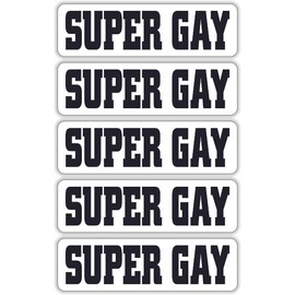 5 pcs - SUPER GAY - Funny Gag Stickers Construction Hard Hat Decals Joke Prank