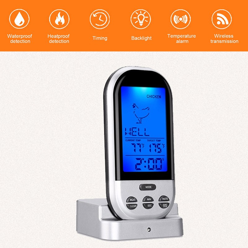 Wireless Electronic Digital Food Meat Thermometer with Probe for Grilling