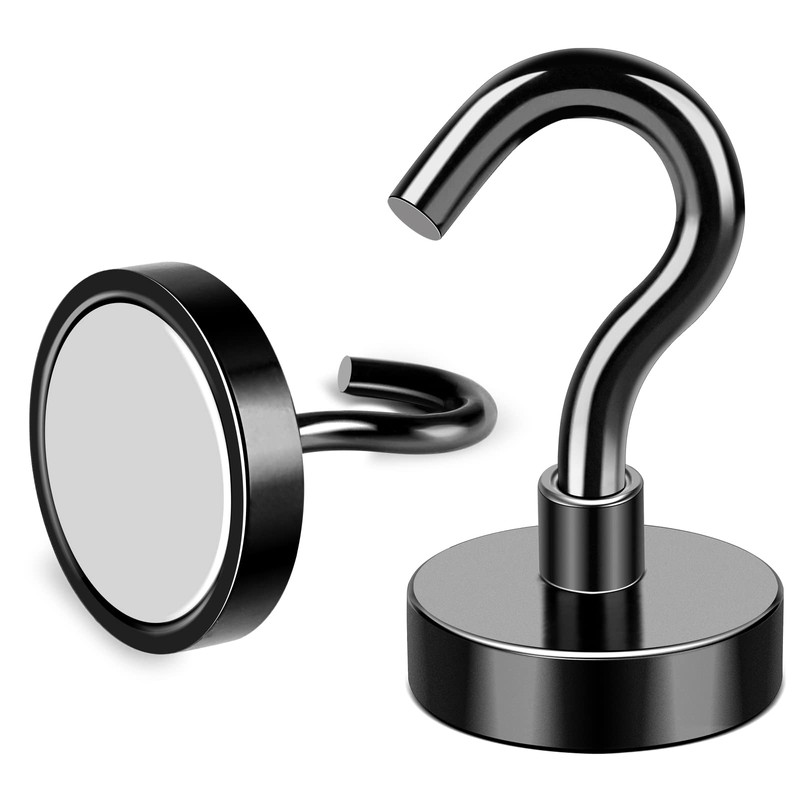 MIKEDE Black Magnetic Hooks, 25LB Heavy Duty Magnet Hooks for