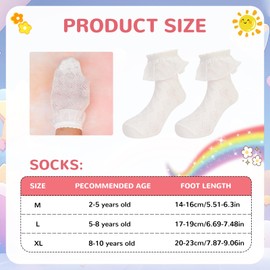 QKURT 6 Pairs Girls Frilly Ankle Socks - White Lace Ballet Sock for Kids, Perfect for Girls & Children School and Partywear, Ages 6 Months-10 Years