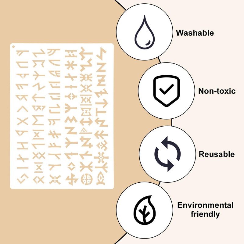 6pcs Wood Burning Stencils, Reusable Symbol Pattern Stencils Runes Stencil