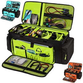 MYBAGZING Dj Cable Bag-24 Large Dj Cable File Bag-Dj Cabel Organizer Case-Travel Gig Bag-DJ Gear Bag for Dj Accessories-Dj Equipment Case with Padded Bottom and Divdiers