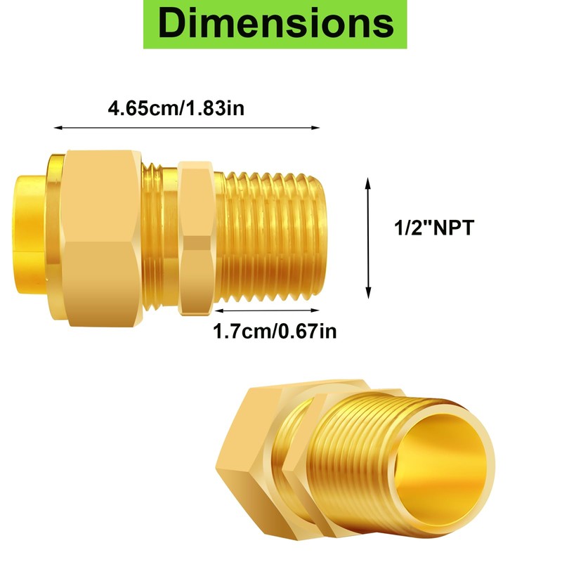 Tsinghwang 4 Pack 1/2'' CSST Male NPT Pipe Fitting Kit