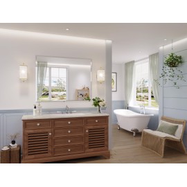 JIINGYO Frameless Bathroom Mirror for Wall, 40"x32" Beveled Bathroom Vanity Mirror, Modern Rectangle Bathroom Mirrors for Bedroom, Entryway, Living Room, Hangs Horizontally or Vertically