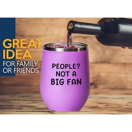 Luxe Gifting Funny Introvert Pink Edition Wine Tumbler 12oz - Not a big fan - Loner person solitary person outsider individual self- observer homebody