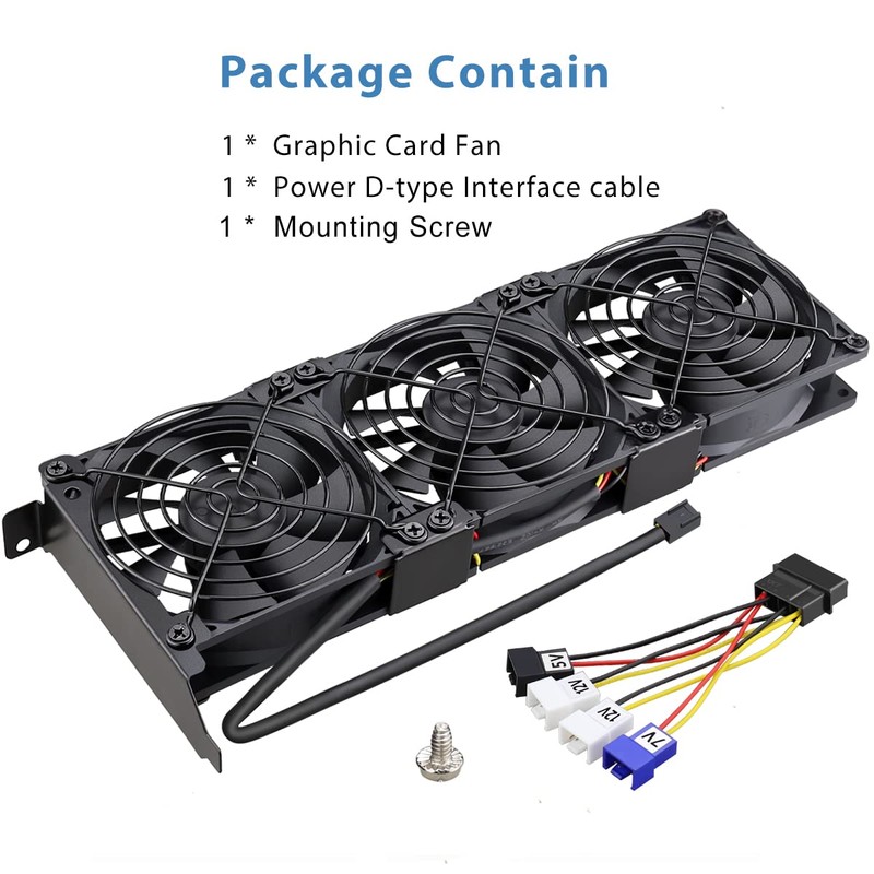 GDSTIME PCI Slot Fan 3 x 90mm 92mm Graphic Card