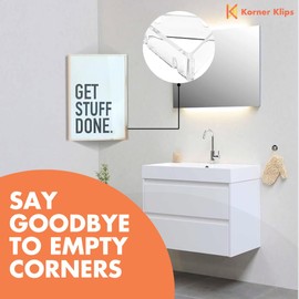 Korner Klips Picture Hanging Kit, Corner Hanger & Picture Hanging Strips, Home & Office Organizer for Hanging Mirror, Decorations, Home Improvement, 2 Sets [4 Clips], Capacity Upto 10lbs - Heavy Duty