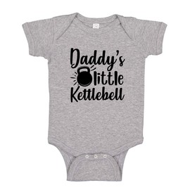 The Shirt Den Daddy's Little Kettlebell Gym Baby One Piece NB Athletic Heather